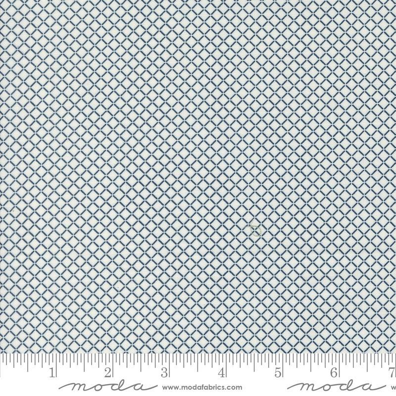 Image of the Rosemary Cottage Check Cream Navy quilting cotton fabric by Moda Fabrics. Features diagonal plaid stripes on a cream background.
Cute Little Fabric Shop