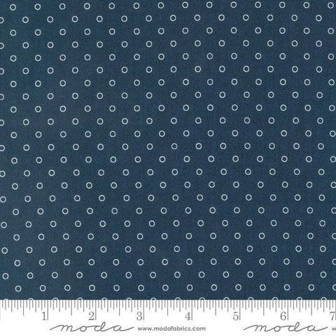 Image of the Rosemary Cottage Dots Navy quilting cotton fabric by Moda Fabrics. Features small circle dots on a navy background.
Cute Little Fabric Shop