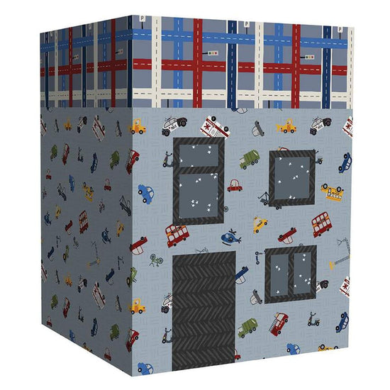 Image of the City Toy Bins pattern by Jennifer Long for Riley Blake Designs. Features a toy organizer with green fabric. 
Cute Little Fabric Shop