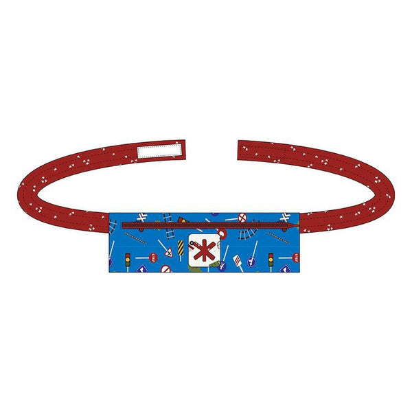 Image of the Epi Pen Pouch pattren by Jennifer Long for Riley Blake Designs. Features a small blue zippered pouch on a waist band. 
Cute Little Fabric Shop