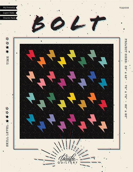 Image of the Bolt quilt pattern by Taralee Quiltery for Moda Fabrics. Features lightning bolts on a black background. 
Cute Little Fabric Shop