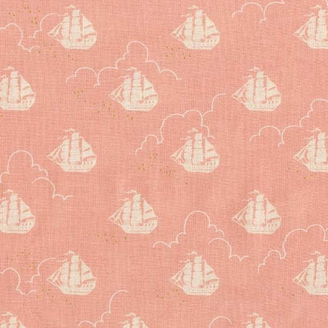 22" End of Bolt - CLEARANCE Peter Pan - Jolly Roger - Blossom - Sarah Jane for Michael Miller - Pink Gold METALLIC - Quilting Cotton Fabric