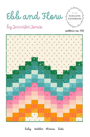 Image of the Ebb and Flow quilt pattern by Jennifer Jones for Penelope Handmade and Moda Fabrics. Features a wave pattern of colors on a cream background. 
Cute Little Fabric Shop