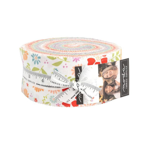 Image of the Laguna Sunrise rolie polie by Sherri & Chelsi for Moda Fabrics. Features a rolie polie precut with floral fabrics. 
Cute Little Fabric Shop