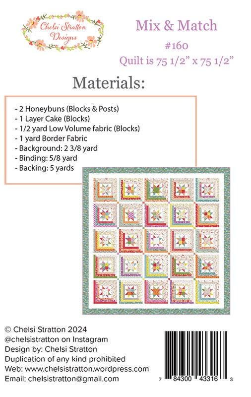Image of the Mix & Match quilt pattern by A Quilting Life for Moda Fabrics. Features the fabric requirements to make the quilt.
Cute Little Fabric Shop