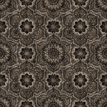 SALE MINKY Queen Bee Flower Medallion 60" Wide 30490 Charcoal - QT Fabrics - Geometric Flowers Floral - 100% Polyester