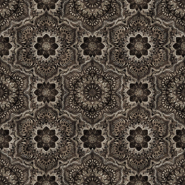 SALE MINKY Queen Bee Flower Medallion 60" Wide 30490 Charcoal - QT Fabrics - Geometric Flowers Floral - 100% Polyester