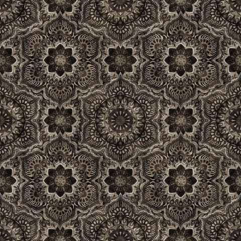 SALE MINKY Queen Bee Flower Medallion 60" Wide 30490 Charcoal - QT Fabrics - Geometric Flowers Floral - 100% Polyester