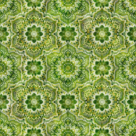 3 Yard Cut - SALE Queen Bee Floral Medallion WIDE Back 30490 Green G - QT Fabrics - 107/108" Wide - Quilting Cotton Fabric