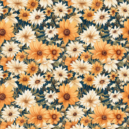 SALE Queen Bee Packed Floral 30487 Midnight W - QT Fabrics - Floral Flowers - Quilting Cotton Fabric