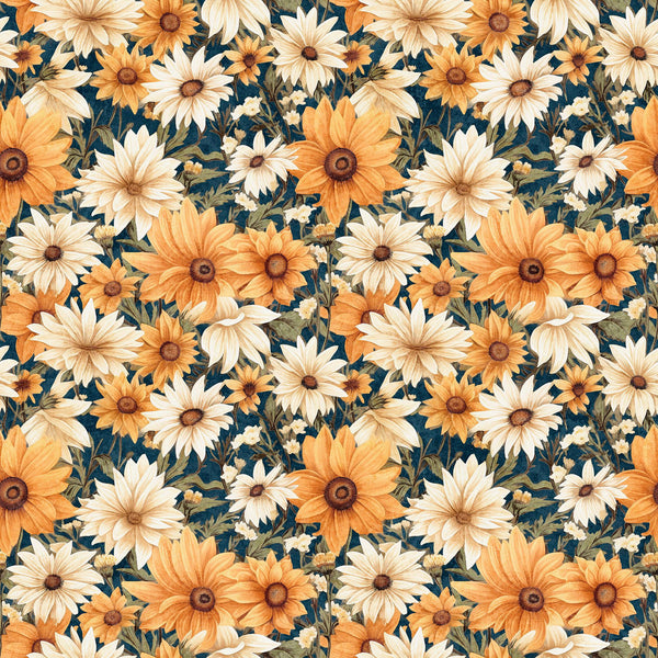 SALE Queen Bee Packed Floral 30487 Midnight W - by QT Fabrics - Floral Flowers - Quilting Cotton Fabric