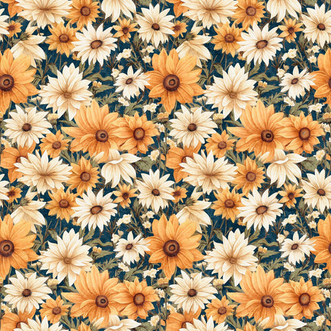 SALE Queen Bee Packed Floral 30487 Midnight W - by QT Fabrics - Floral Flowers - Quilting Cotton Fabric