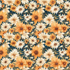 SALE MINKY Queen Bee Packed Floral 60" Wide 30487 Midnight - QT Fabrics - Floral Flowers Sunflowers - 100% Polyester