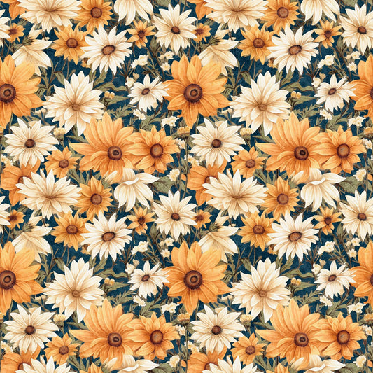 DEAL MINKY Queen Bee Packed Floral 60" Wide 30487 Midnight - QT Fabrics - Floral Flowers Sunflowers - 100% Polyester