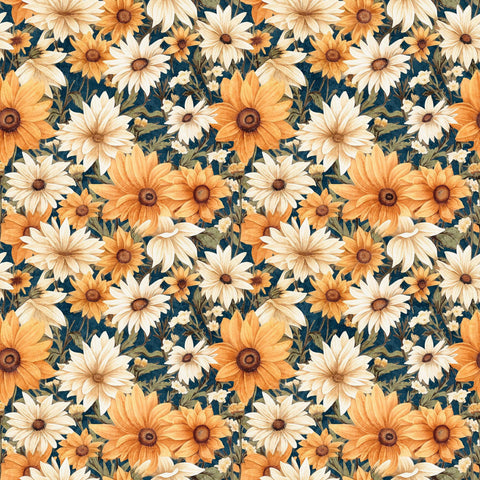 SALE MINKY Queen Bee Packed Floral 60" Wide 30487 Midnight - QT Fabrics - Floral Flowers Sunflowers - 100% Polyester