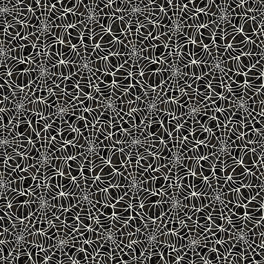 2yd 33" End of Bolt - Creepsville Spiderweb WIDEBACK 30206 Charcoal K - QT Fabrics - 108" - Webs Halloween - Quilting Cotton Fabric