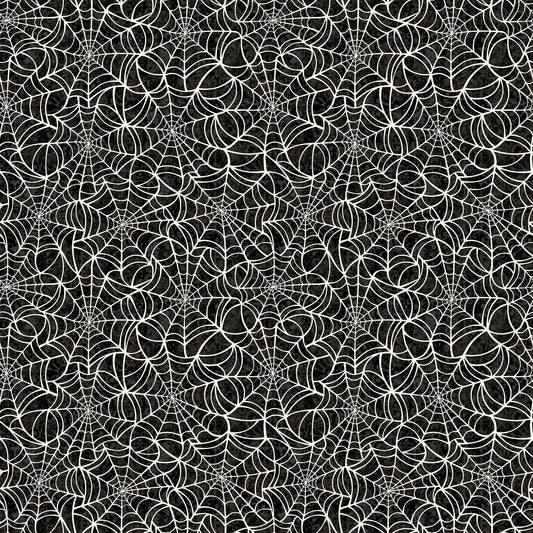 2 Yard 25" End of Bolt - Creepsville Spiderweb WIDEBACK 30206 Charcoal K - QT Fabrics - 108" - Webs Halloween - Quilting Cotton
