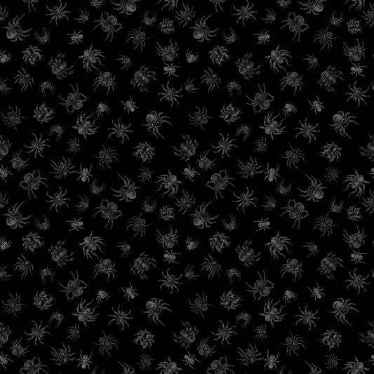 Creepsville Spider Toss 30207 Black J - - QT Fabrics - Halloween - Quilting Cotton Fabric