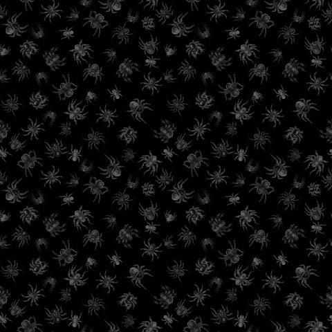 Creepsville Spider Toss 30207 Black J - by QT Fabrics - Halloween - Quilting Cotton Fabric