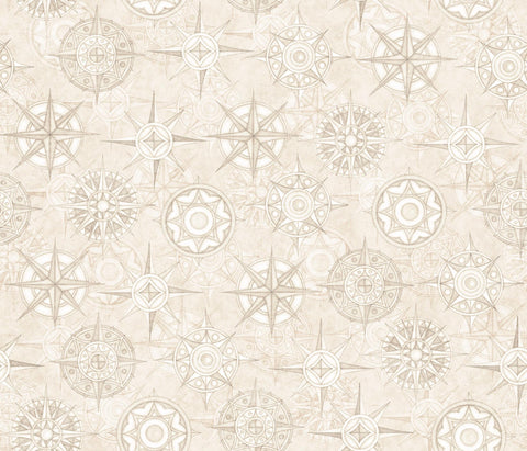Globetrotter Compasses 30535 Beige E - by QT Fabrics - Quilting Cotton Fabric