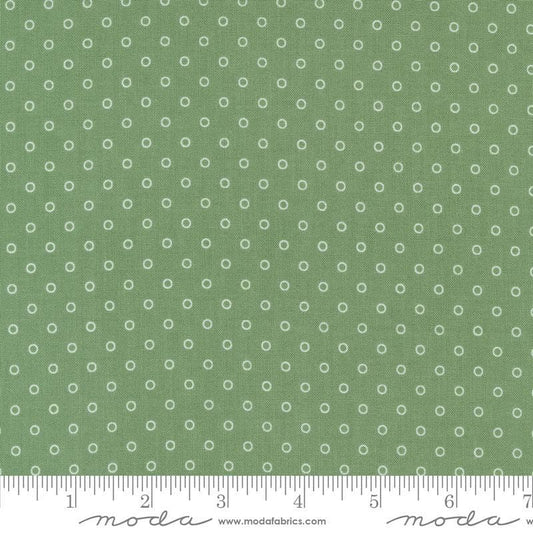 Image of the Rosemary Cottage Dots Rosemary quilting cotton fabric by Moda Fabrics. Features small circle dots on a green background.
Cute Little Fabric Shop