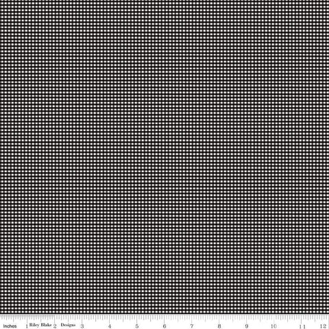 Image of the Micro Gingham Black quilting cotton fabric by Riley Blake Designs. Features a micro one sixteenth of an inch gingham with black on white. 
Cute Little Fabric Shop