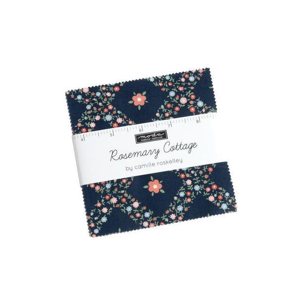 Image of the Rosemary Cottage 5 inch stacker by Camille Roskelley for Moda Fabrics. Features a 5 inch stacker precut with floral fabrics. 
Cute Little Fabric Shop