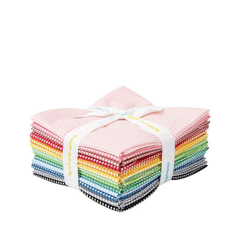 Image of the Micro Gingham Fat Quarter Bundle by Riley Blake Designs. Features sixteenth inch gingham fat quarter bundles in a 13 pack. 
Cute Little Fabric Shop