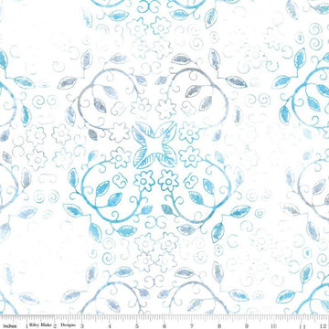 Image of the Expressions Batiks Chalk & Charcoal Confetti Cake cotton fabric by Riley Blake Designs. Features blue geometric flowers and leaves on a white background
Cute Little Fabric Shop