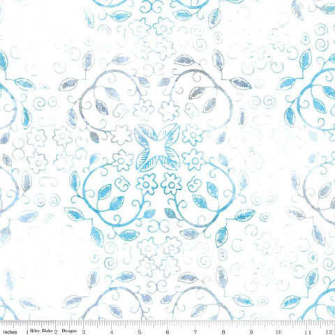 Image of the Expressions Batiks Chalk & Charcoal Confetti Cake cotton fabric by Riley Blake Designs. Features blue geometric flowers and leaves on a white background
Cute Little Fabric Shop