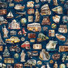SALE Globetrotter Travel Icons 30530 Navy N - QT Fabrics - Quilting Cotton Fabric