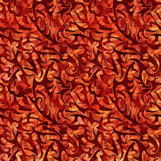 SALE Wizards & Warriors Flame Geo 30243 Rust T - QT Fabrics  - Quilting Cotton Fabric