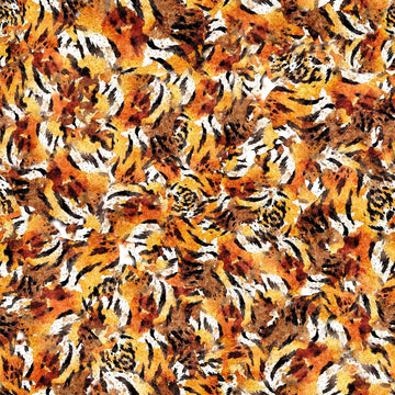 Fat Quarter End of Bolt - SALE Eye of the Tiger Skin 30477 Orange O - by QT Fabrics - Quilting Cotton Fabric