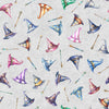 Fat Quarter End of Bolt - SALE Lil' Wizards Hat Toss 30552 Gray with pink undertones - QT Fabrics - Hats Magic - Quilting Cotton Fabric