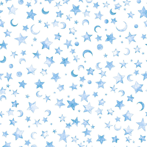 Lil' Wizards Moon & Stars 30555 Blue - by QT Fabrics - Sky Celestial - Quilting Cotton Fabric
