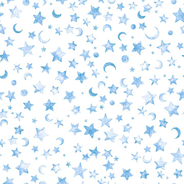 3-Yard Cut - SALE Lil' Wizards Moon & Stars WIDEBACK 30555 Blue - QT Fabrics - 108" - Celestial Space Sky- Quilting Cotton Fabric