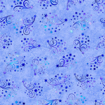 DEAL MINKY Lil' Wizards Star & Scroll 60" Wide 30554 Blue - QT Fabrics - Stars Swirls - 100% Polyester