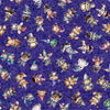 Fat Quarter End of Bolt - Lil' Wizards Wizard Toss 30551 Purple - by QT - Baby Animals Hat Magic Wands Spells Stars - Quilting Cotton