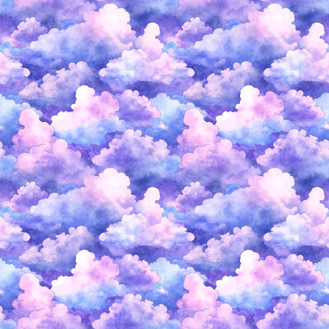 SALE MINKY Lil' Wizards Clouds 60" Wide 30553 Lavender - QT Fabrics - Watercolor Clouds Sky - 100% Polyester