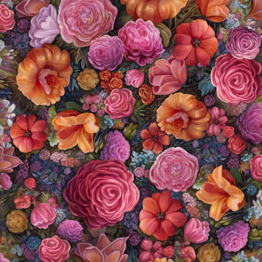 SALE Mystical Unicorn Packed Floral 30612 Multi X - - QT Fabrics - Flowers Petals Roses - Quilting Cotton Fabric