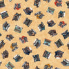 SALE Bookworm Typewriter Toss 30448 Tan A - QT Fabrics - Qwerty Teleprinter Machine Keyboard - Quilting Cotton Fabric