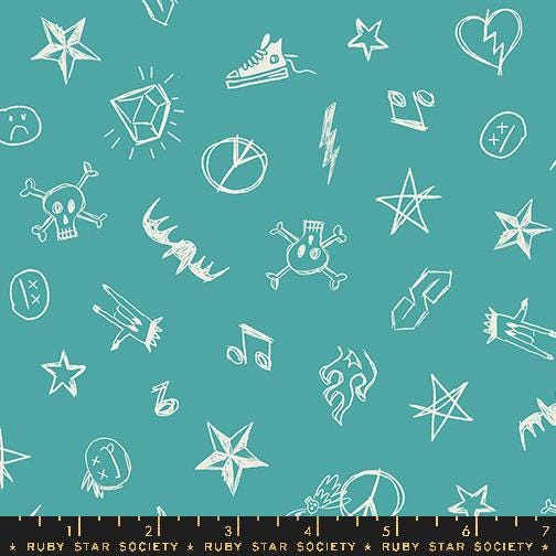 Teddy And The Bears Symbols RS2104 Succulent - Moda Fabrics - Novelty Doodles Icons - Quilting Cotton Fabric