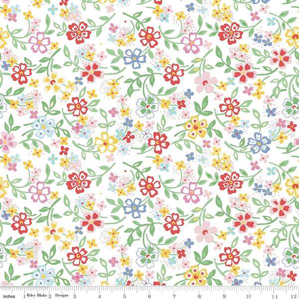 2 yard 24" cut- SALE Always in Season Blooming Bright WIDE Back WB15111-WHITE - Riley Blake - 107/108" Wide - Quilting Cotton Fabric