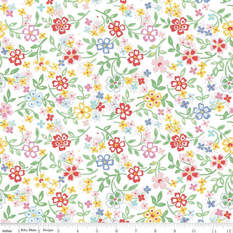 2 yard 24" cut- SALE Always in Season Blooming Bright WIDE Back WB15111-WHITE - Riley Blake - 107/108" Wide - Quilting Cotton Fabric