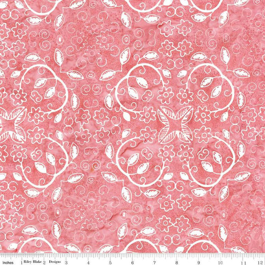 Image of the Expressions Batiks Chalk & Charcoal Wistful Mauve cotton fabric by Riley Blake Designs. Features white leaves on a pink background.
Cute Little Fabric Shop