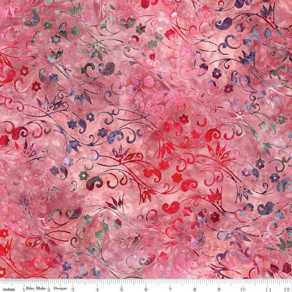 Image of the Expressions Batiks Chalk & Charcoal Prismatic Bliss cotton fabric by Riley Blake Designs. Features pink and blue leaves on a pink background.
Cute Little Fabric Shop