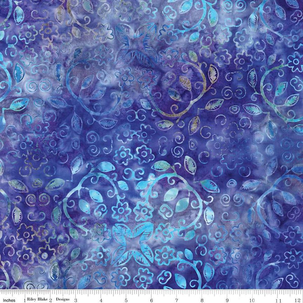 Image of the Expressions Batiks Chalk & Charcoal Purple Outburst cotton fabric by Riley Blake Designs. Features blue and aqua leaves on a navy blue background.
Cute Little Fabric Shop