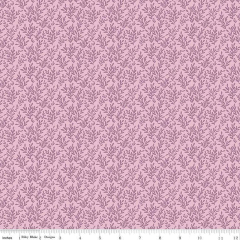 Image of the Buds & Butterflies Secret Wings Mauve quilting cotton fabric by Cayla Naylor for Riley Blake Designs. Features sprigs of leaves and butterflies on a light pink purple background. 
Cute Little Fabric Shop