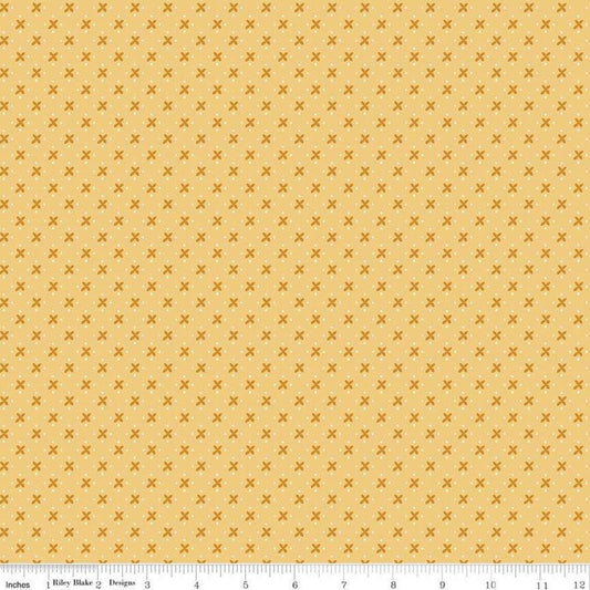 Granny Chic Kisses C8512 Yellow - Riley Blake Designs - Lori Holt - Xs Dots - Quilting Cotton Fabric