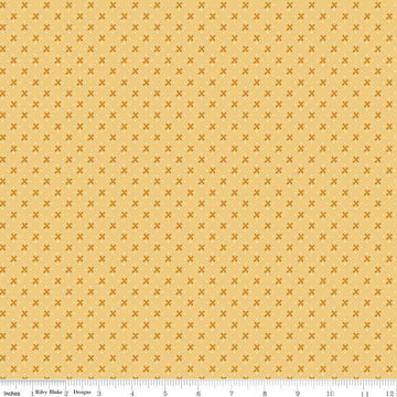 Fat Quarter End of Bolt - Granny Chic Kisses C8512 Yellow - Riley Blake Designs - Lori Holt - Xs Dots - Quilting Cotton Fabric